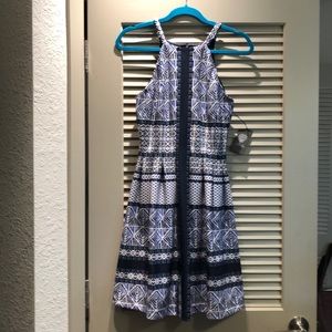 Blue and white mini dress